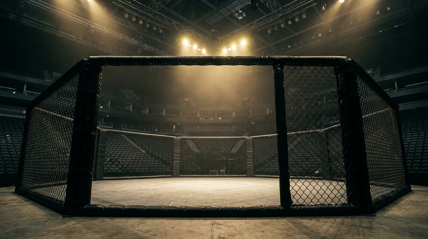 MMA-Oktagon bei einer Kampfveranstaltung mit Zuschauern in der Arena